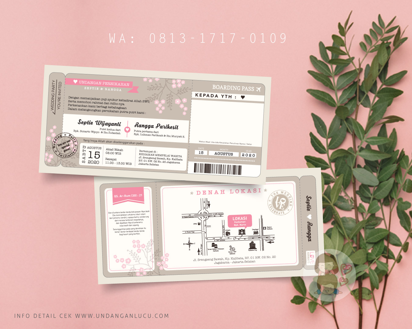 UNDANGAN SOFTCOVER SATU LEMBAR BOLAK BALIK